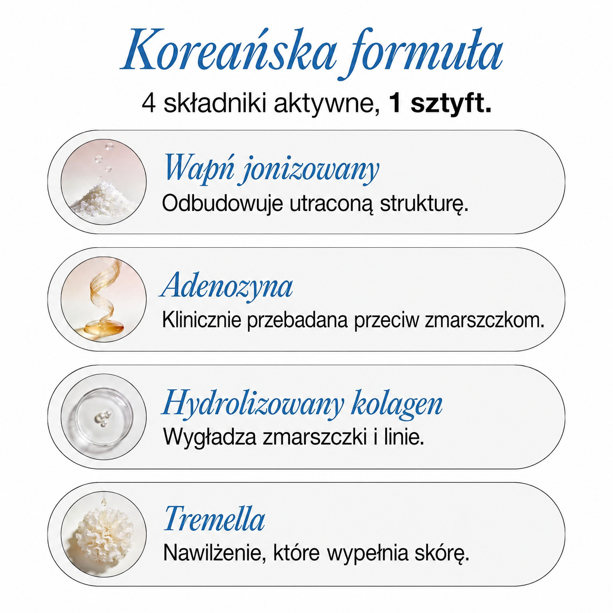 Sztyft przeciwstarzeniowy z wapniem i kolagenem